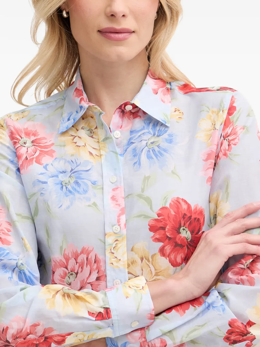 Gant Overhemd met bloemenprint Blauw