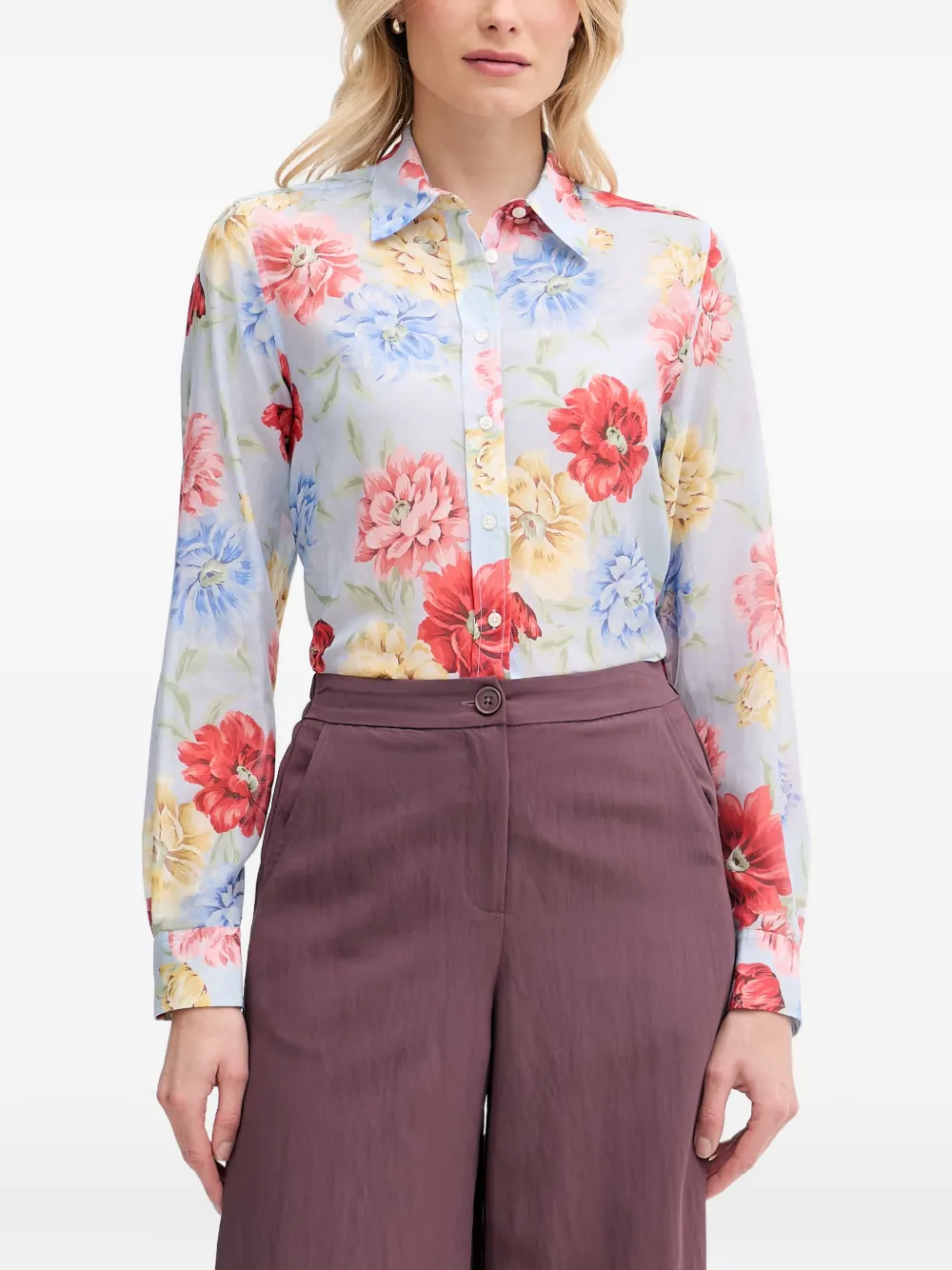 Gant floral-print long-sleeve shirt - Blu