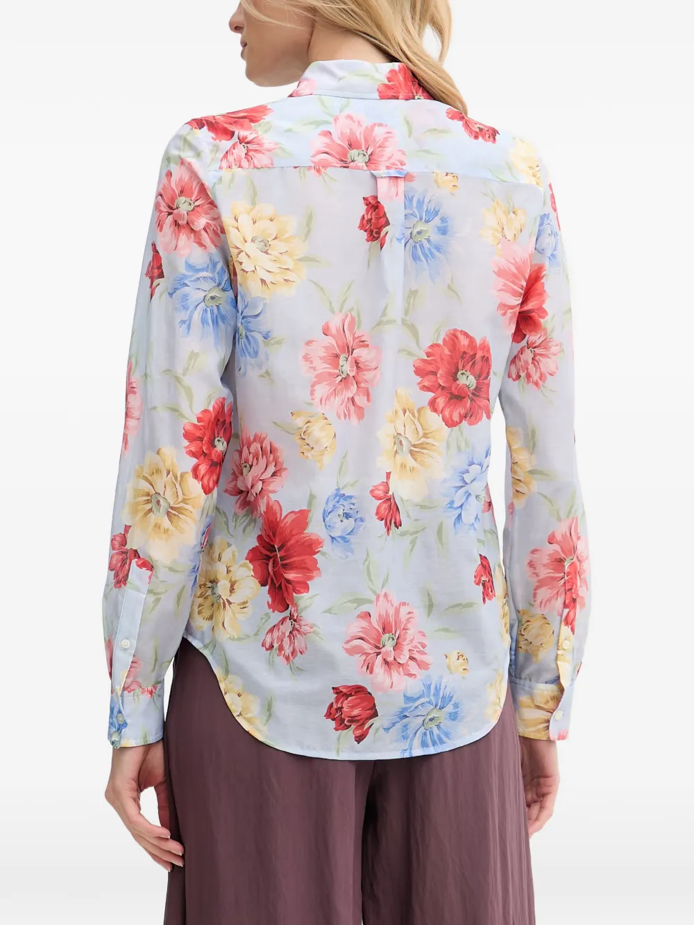 Gant Overhemd met bloemenprint Blauw