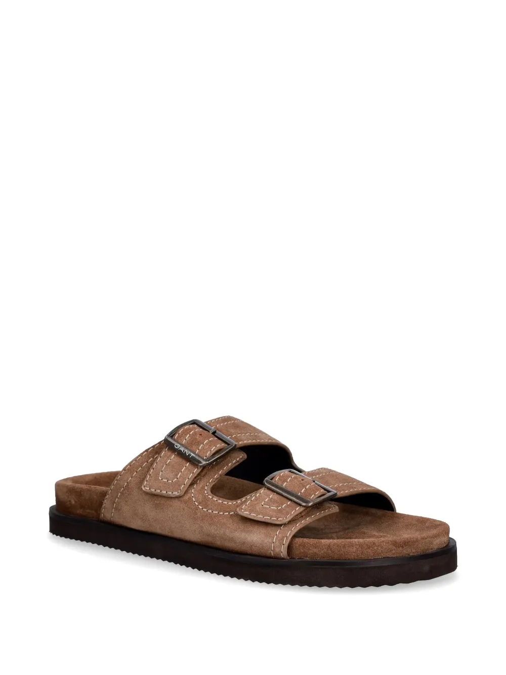 Gant buckle-fastening suede slides Bruin