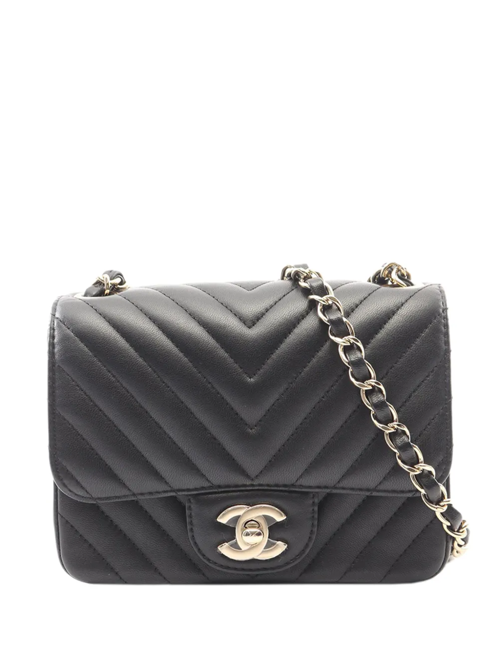 CHANEL Pre-Owned 2018 Mini Rectangular Classic Chevron Lambskin Single Flap crossbody bag - Nero