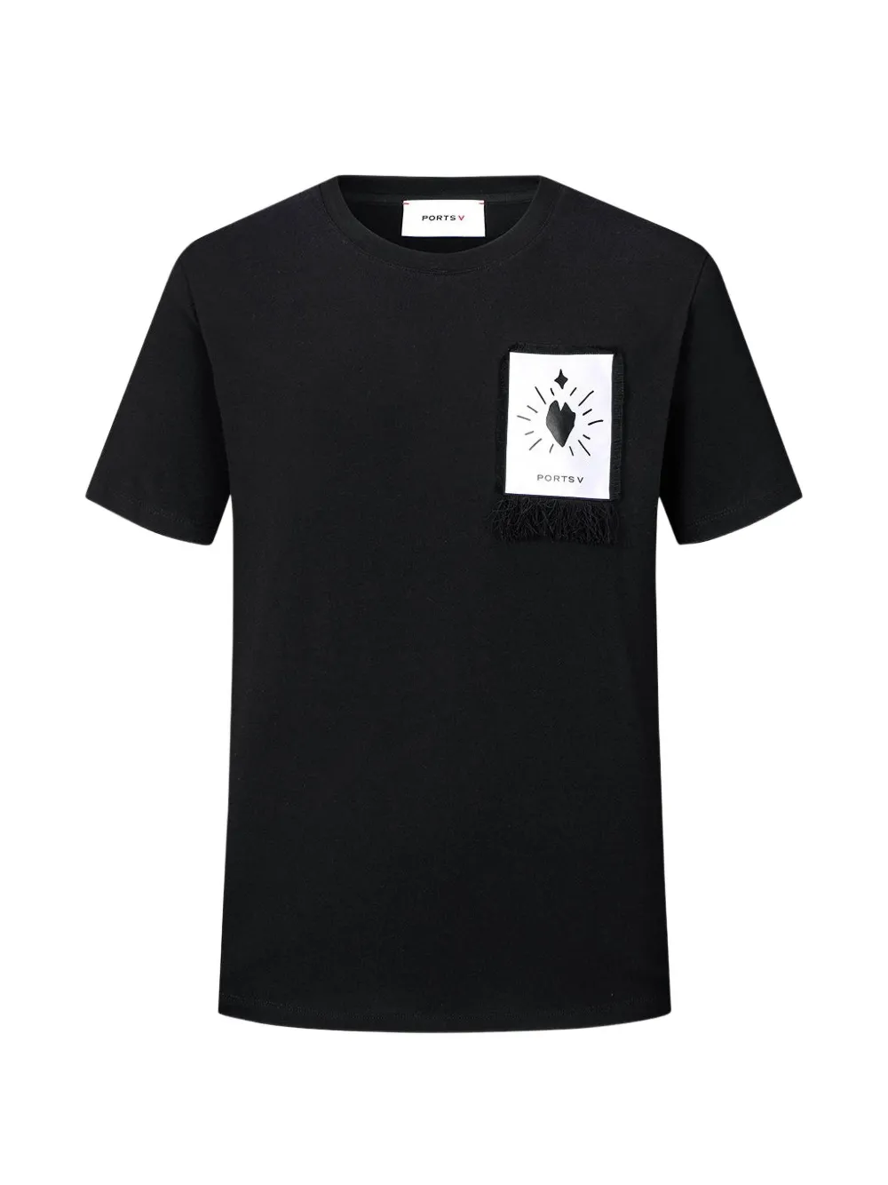 Ports V heart-patch frayed T-shirt | Black | Image 1