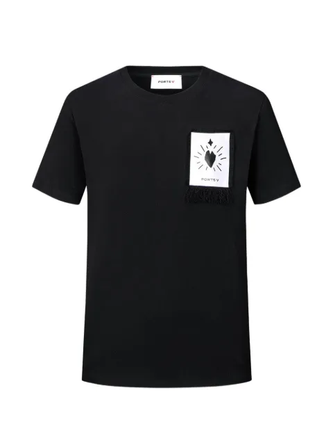 Ports V heart-patch frayed T-shirt