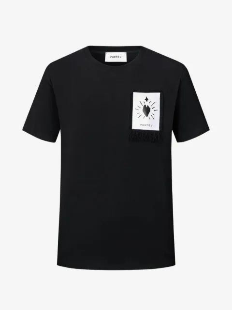 Ports V heart-patch frayed T-shirt