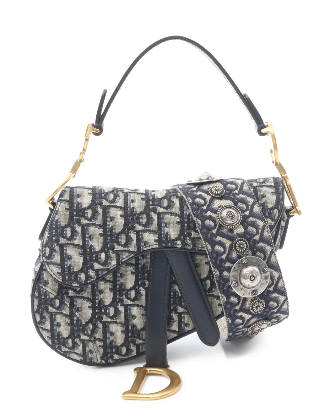 Christian Dior Pre-Owned 2010-2026 Mini Oblique Canvas Saddle Bag satchel - Blu