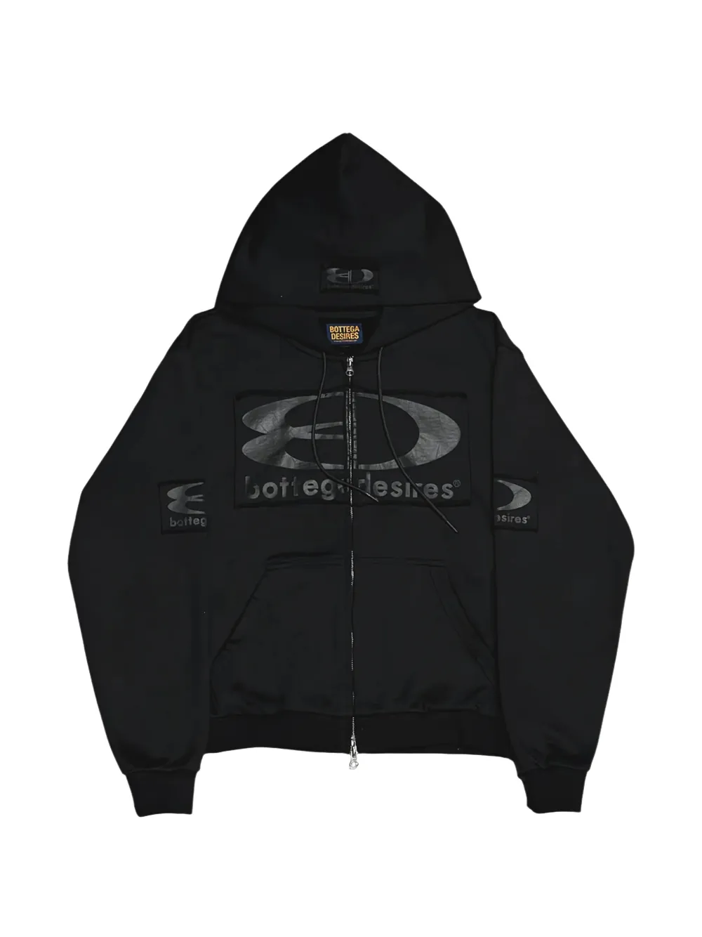 Bottega Desires logo-patch full-zip hoodie - Nero