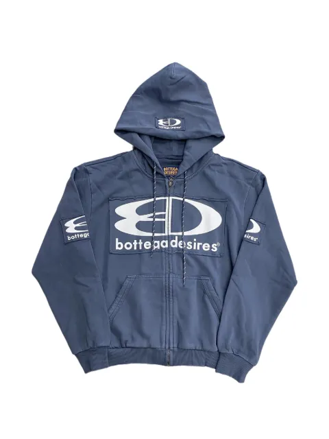 Bottega Desires logo-patch full-zip hoodie