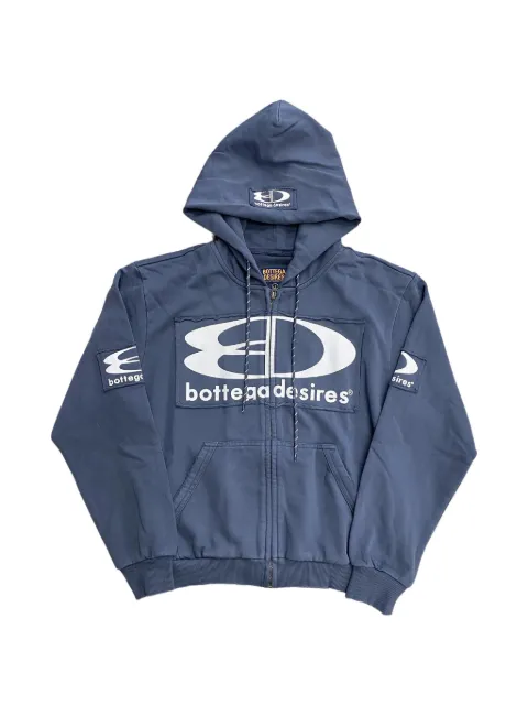 Bottega Desires logo-patch full-zip hoodie