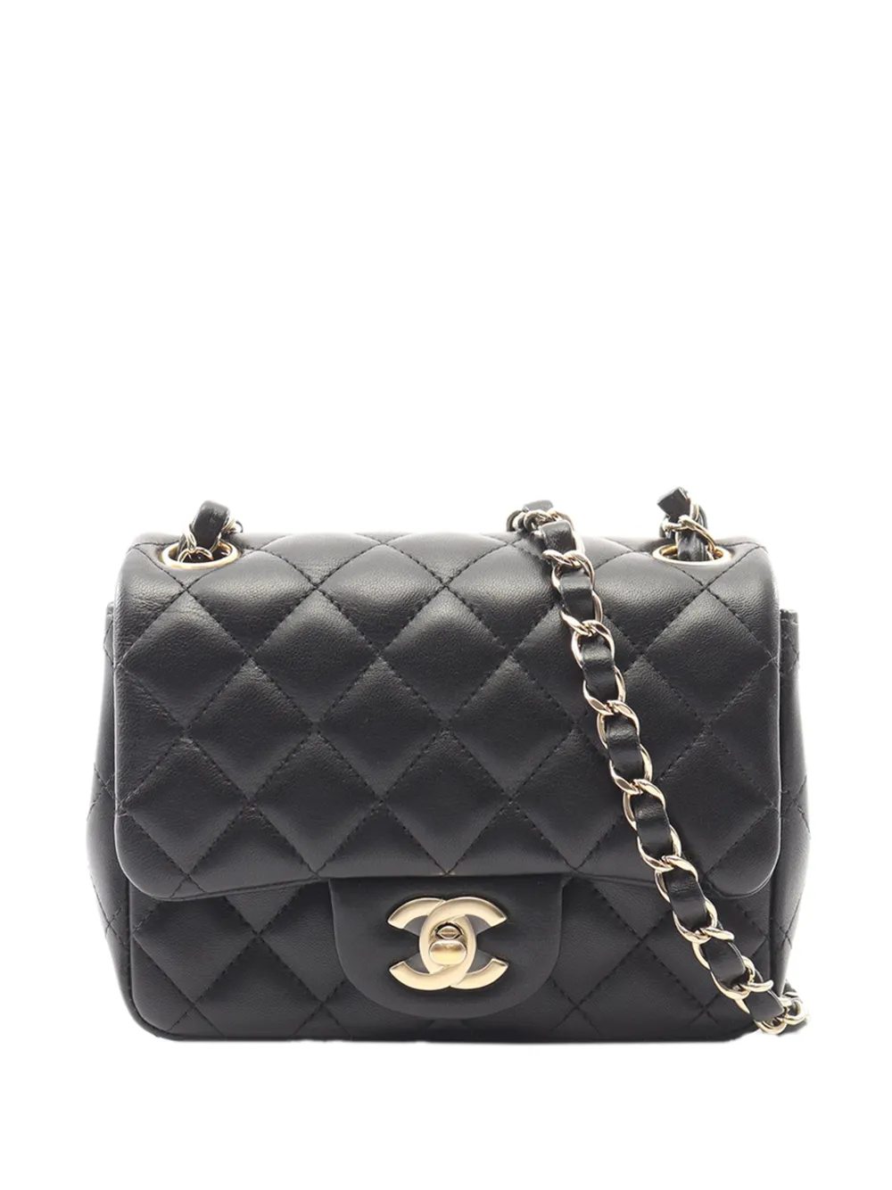 CHANEL Pre-Owned 2020 Mini Square Classic Lambskin Single Flap handbag - Nero