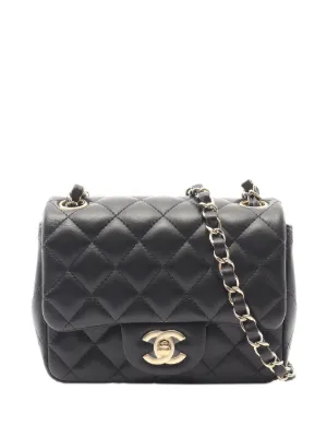 CHANEL Pre-Owned 2019 Mini Square Classic Chevron Lambskin Single