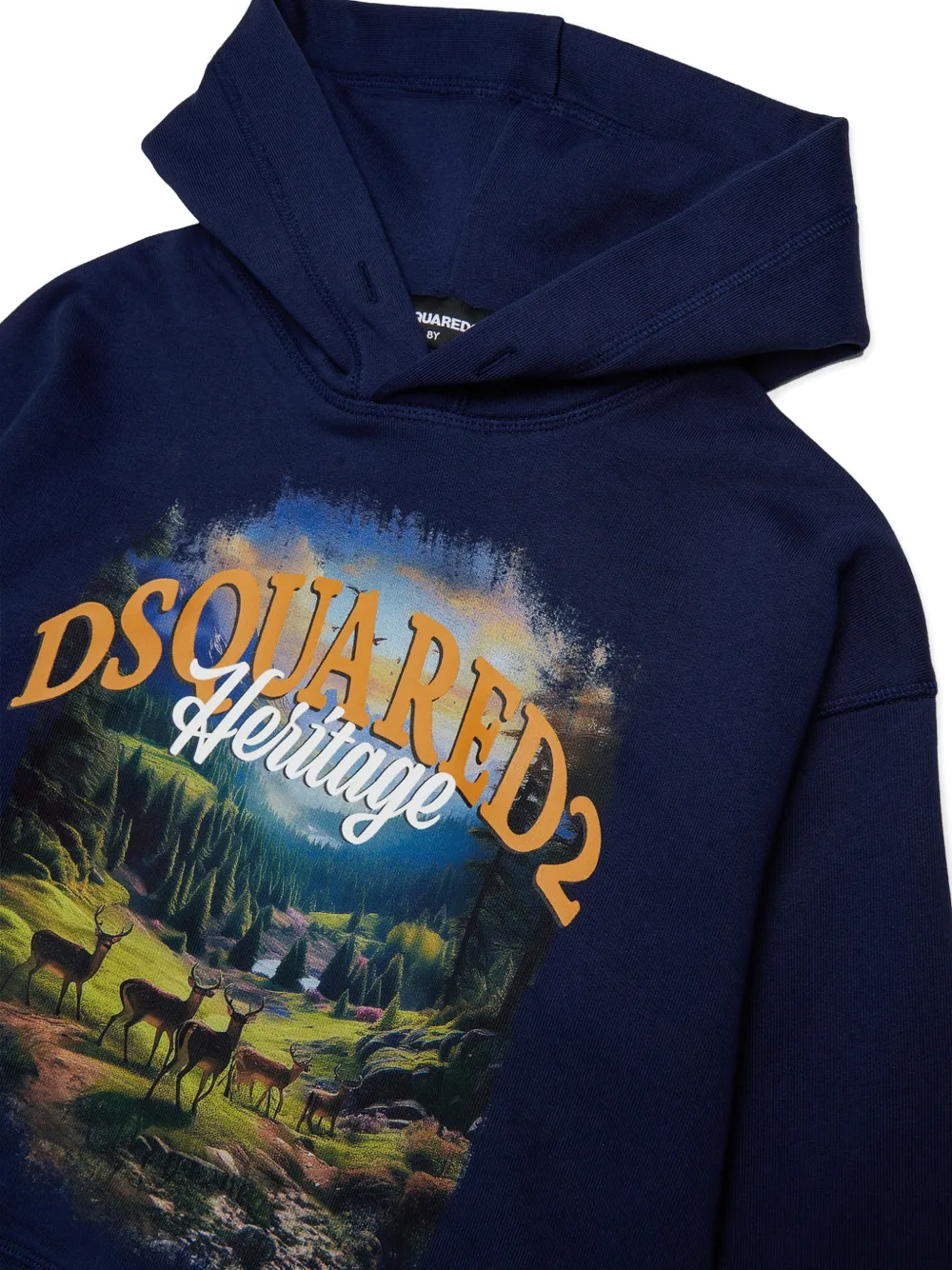 DSQUARED2 KIDS Hoodie met logo en landschaps-print Blauw