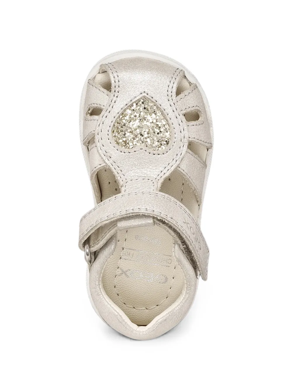 Geox Kids Macchia glitter-heart touch-strap sandals Beige