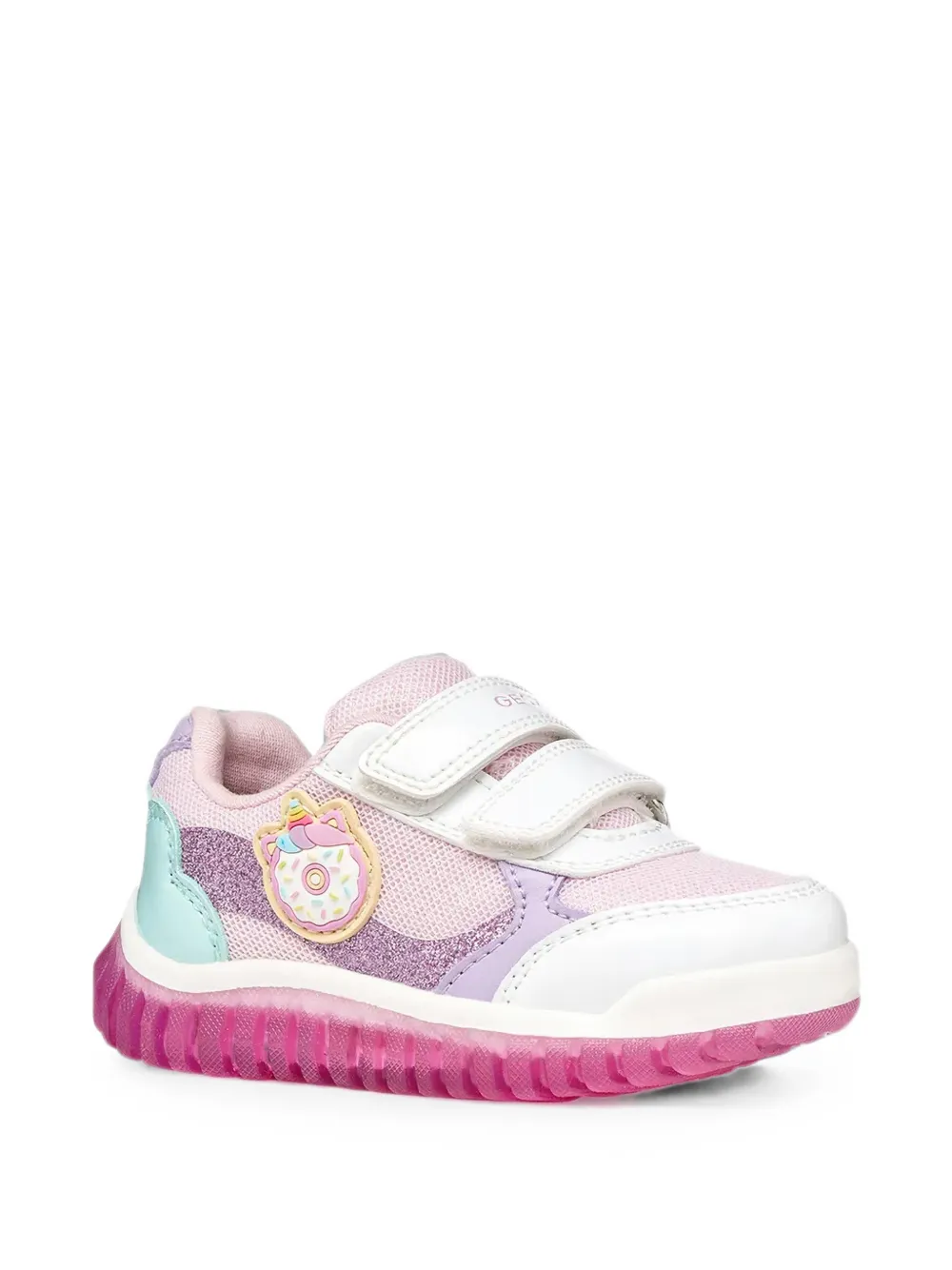 Geox Kids Lightyloo glitter-detail touch-strap sneakers Roze