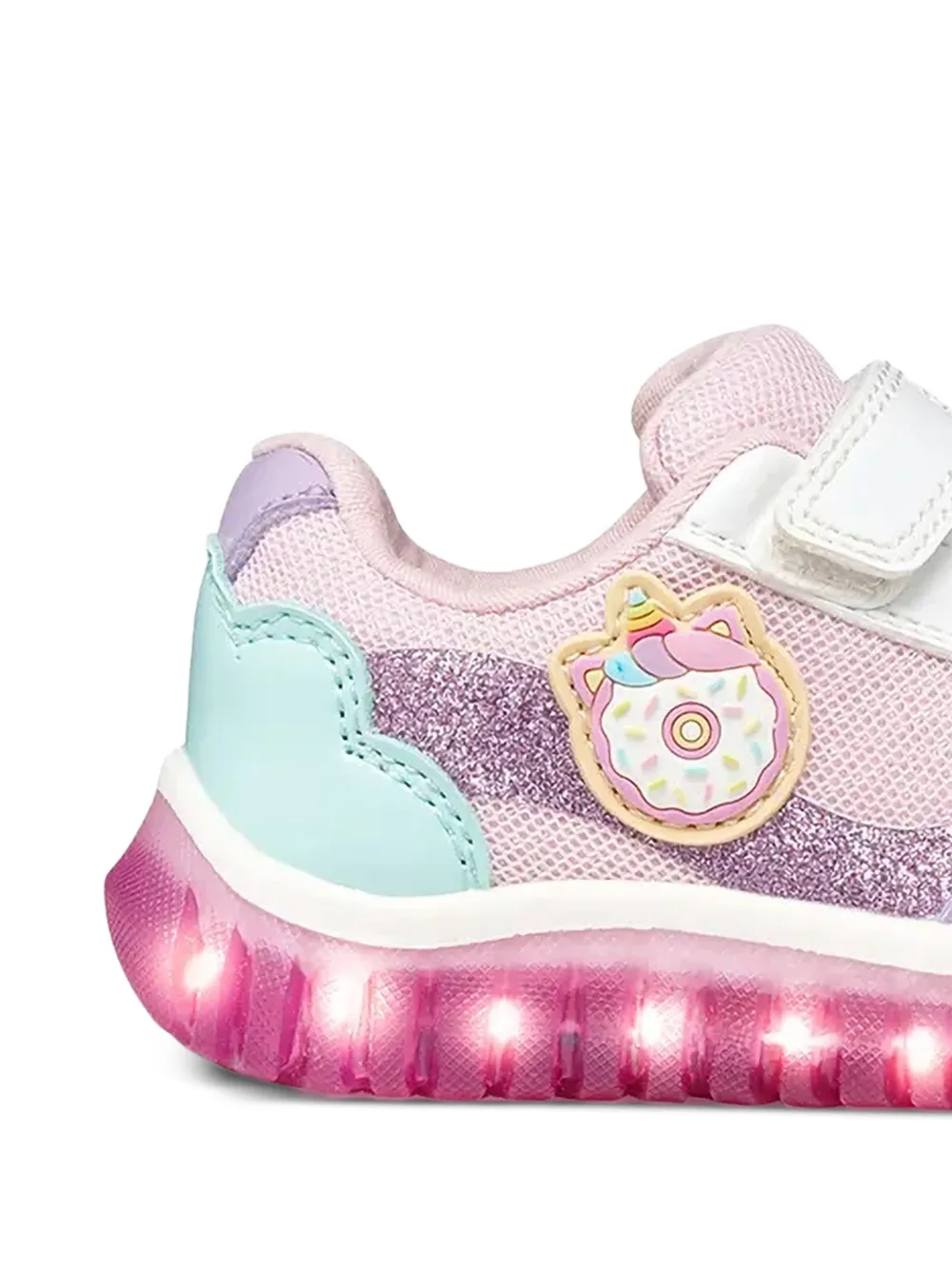 Geox Kids Lightyloo glitter-detail touch-strap sneakers Roze