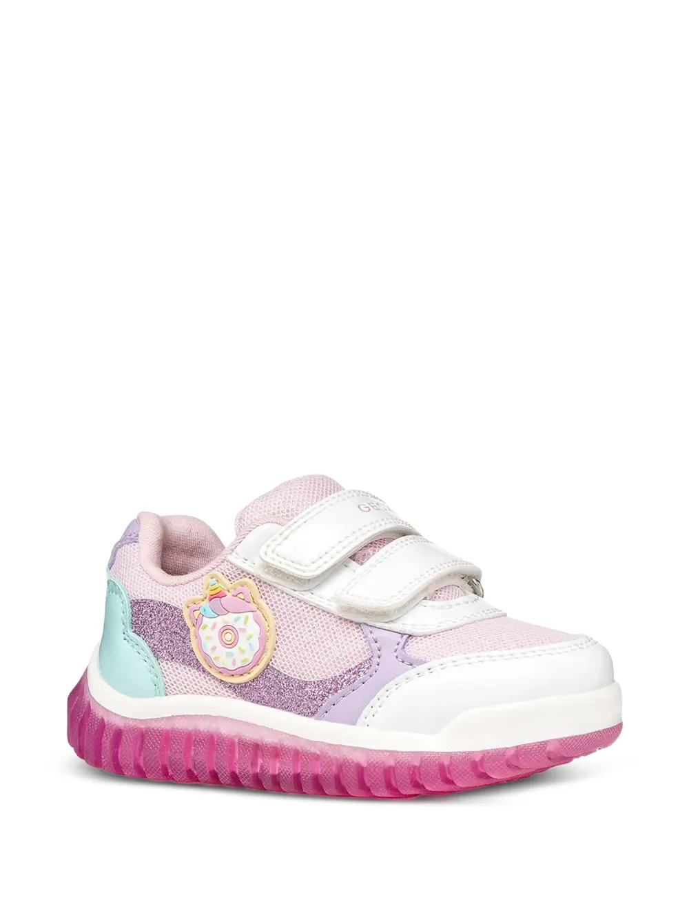 Geox Kids Lightyloo glitter-detail touch-strap sneakers Roze