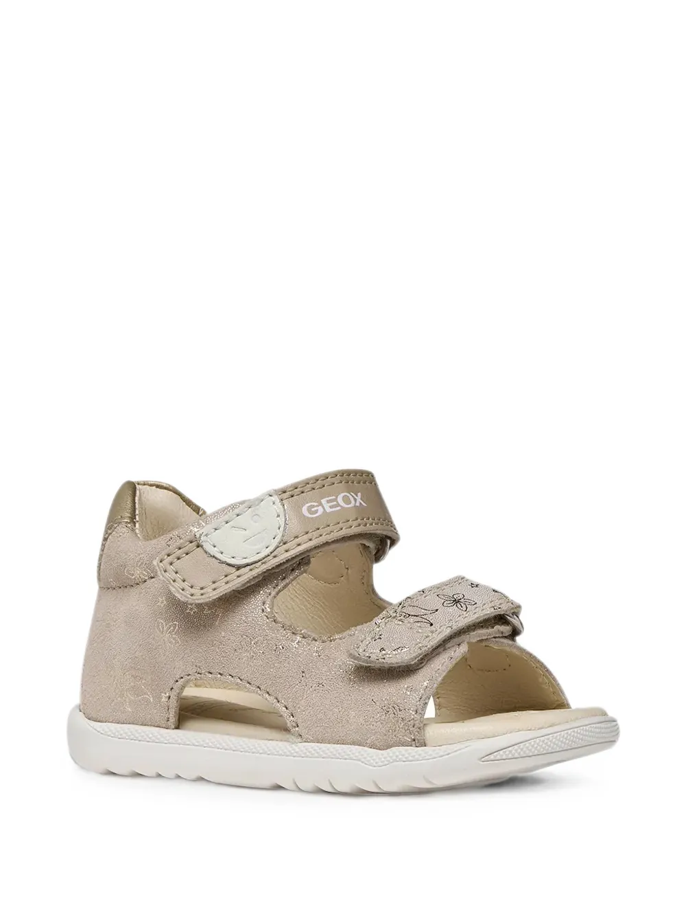 Geox Kids Macchia metallic floral-print sandals Beige