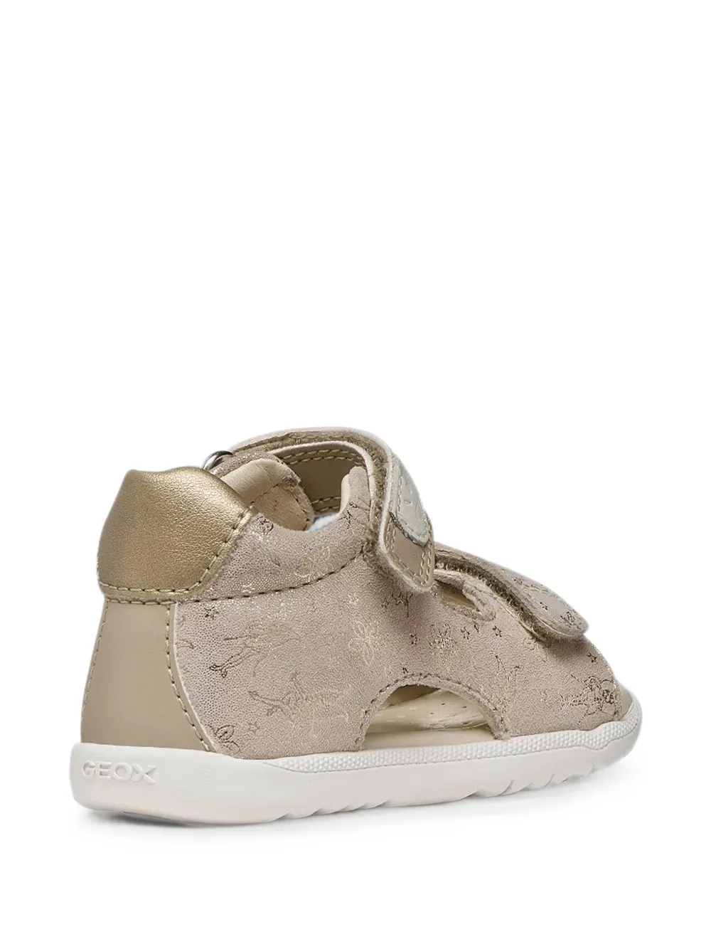 Geox Kids Macchia metallic floral-print sandals Beige