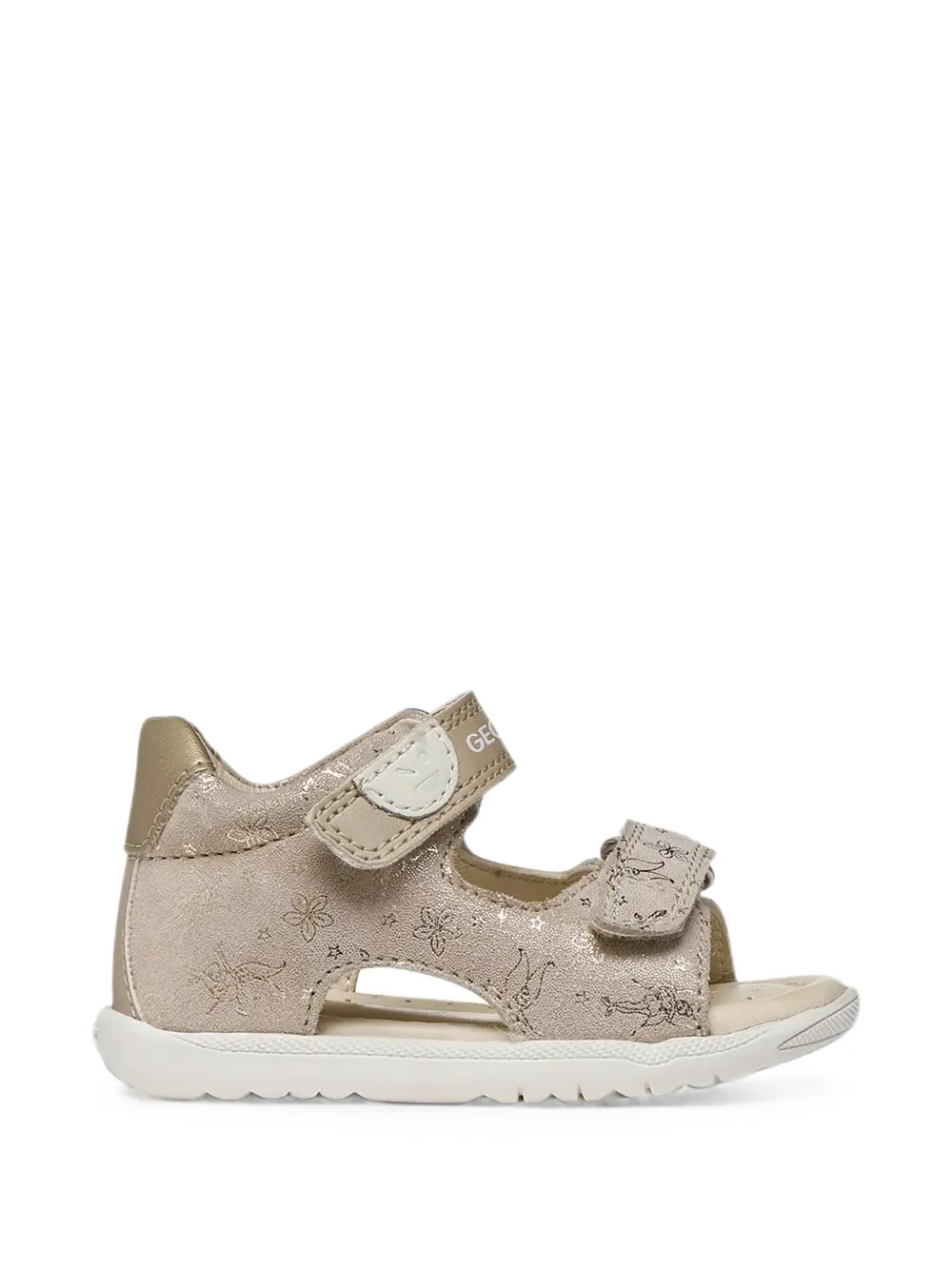 Geox Kids Macchia metallic floral-print sandals Beige