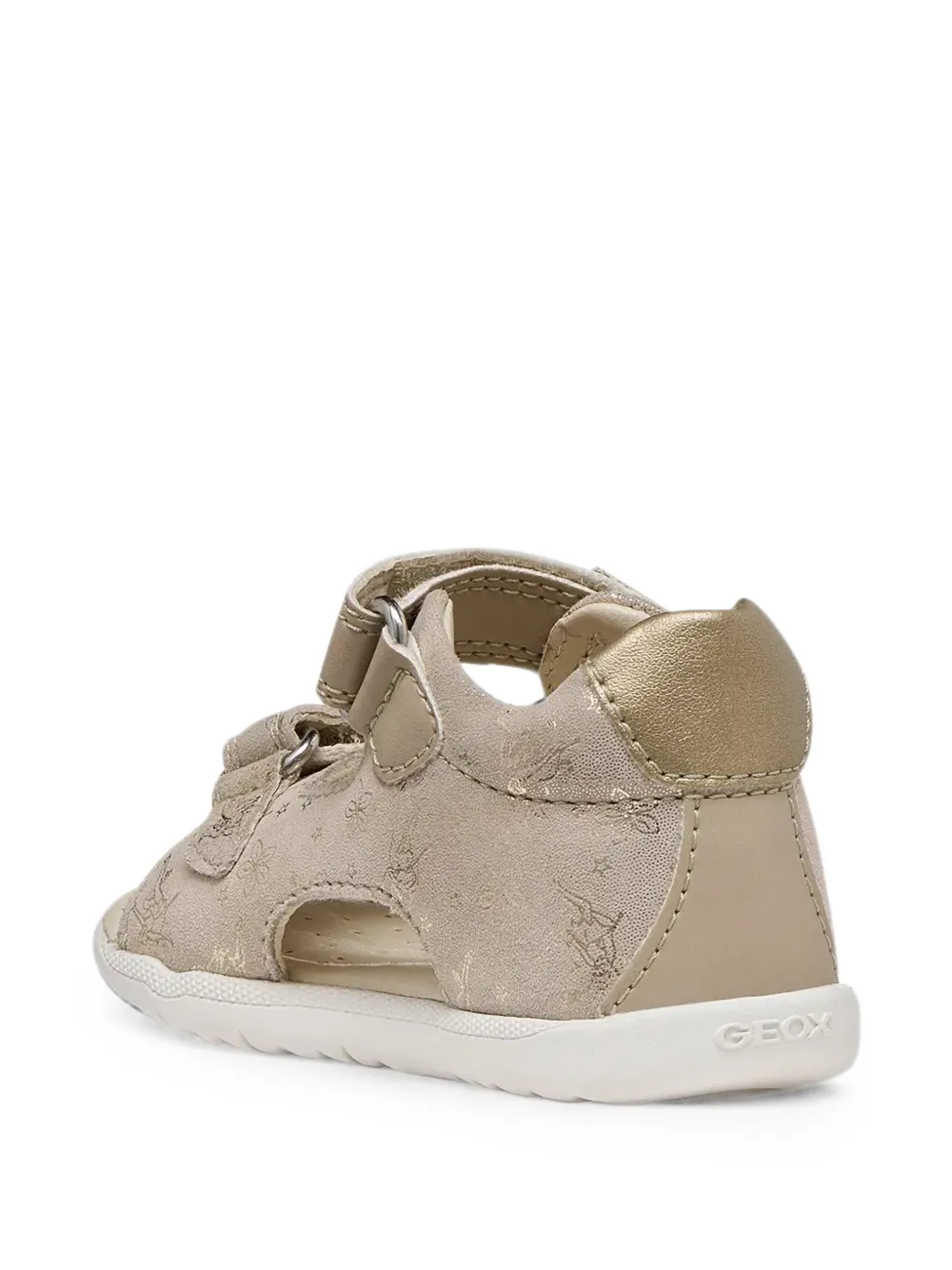 Geox Kids Macchia metallic floral-print sandals Beige