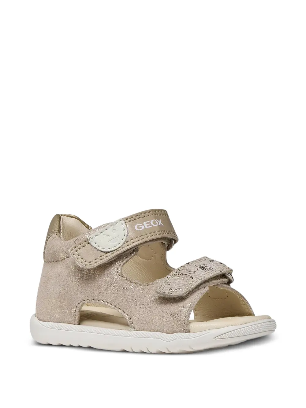 Geox Kids Macchia metallic floral-print sandals Beige
