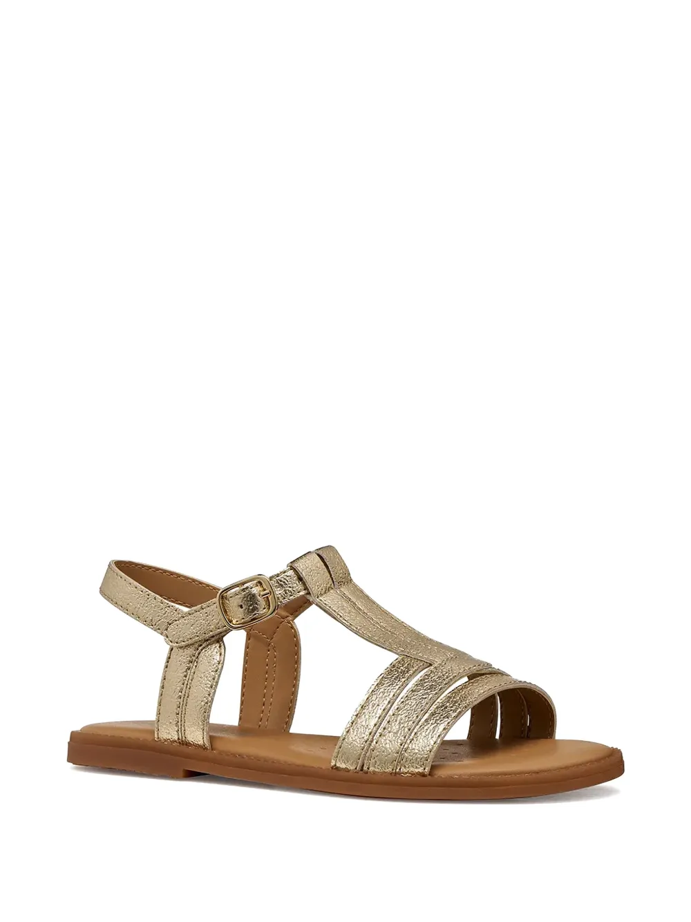Geox Kids Karly metallic-effect buckle-fastening sandals Goud