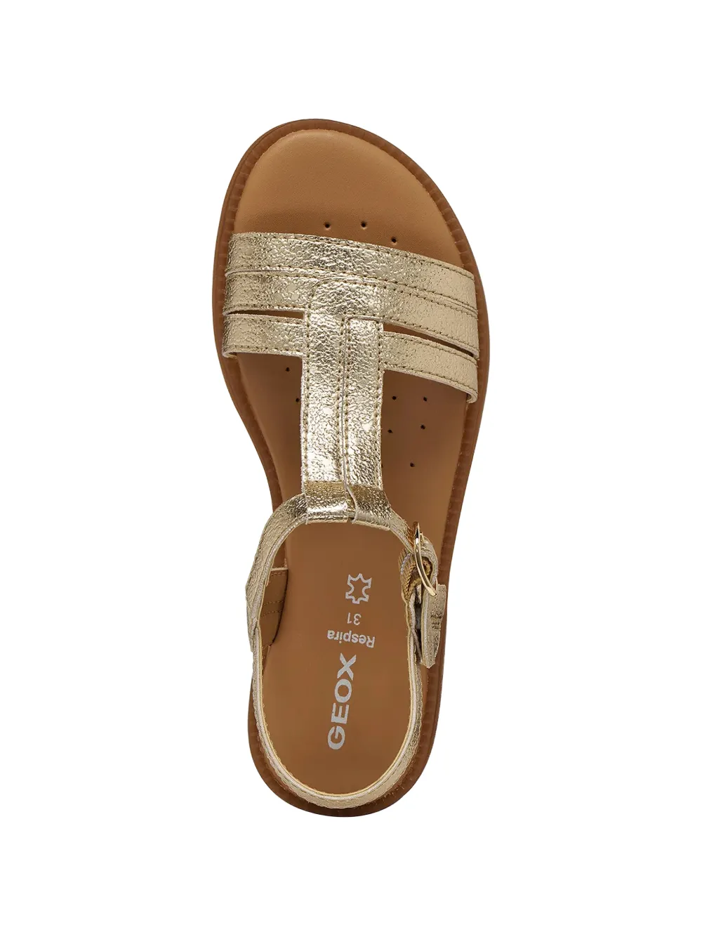 Geox Kids Karly metallic-effect buckle-fastening sandals Goud