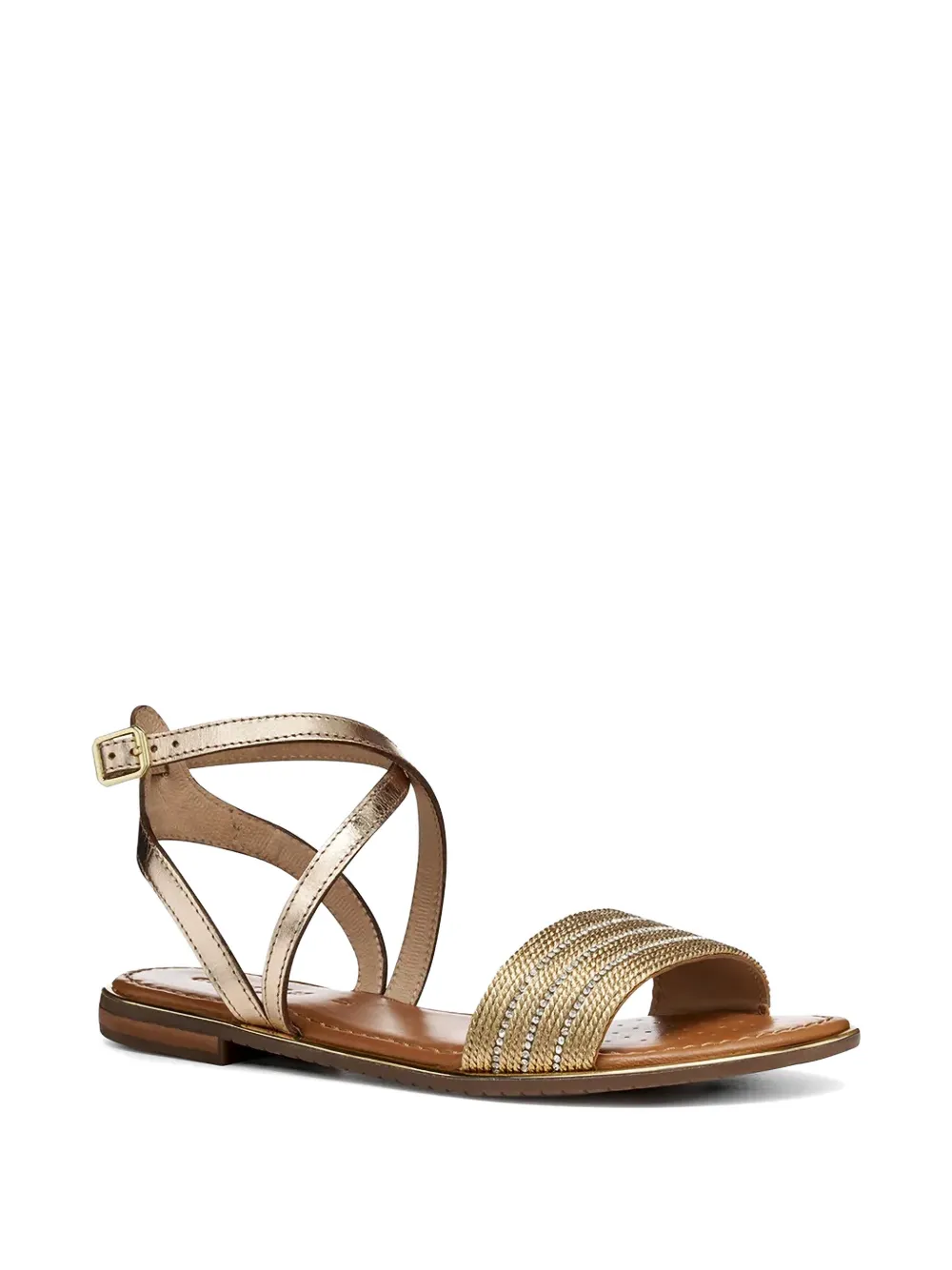 Geox crystal-embellished metallic-leather sandals Goud