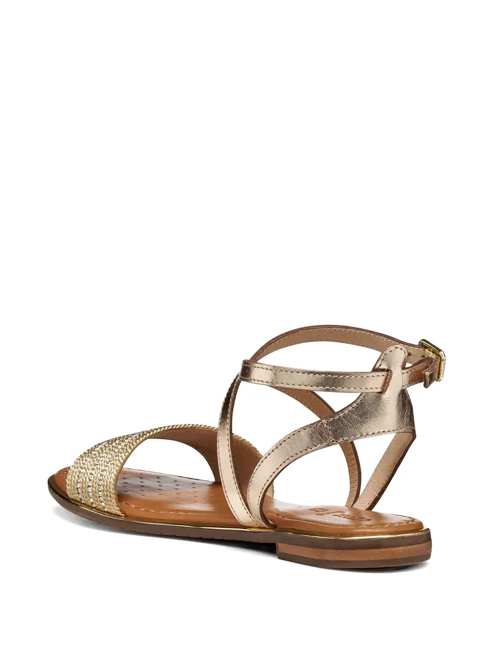 Geox crystal-embellished metallic-leather sandals Goud