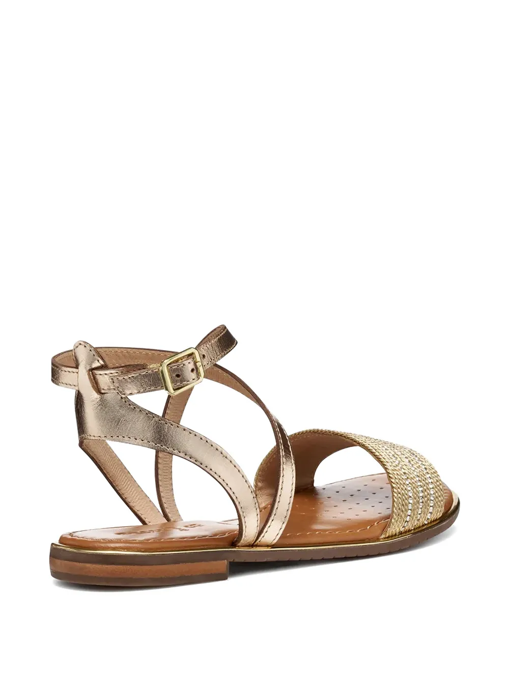 Geox crystal-embellished metallic-leather sandals Goud