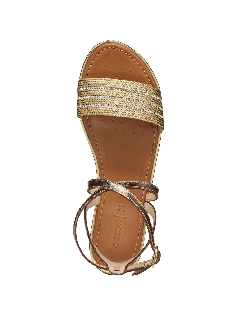 Geox crystal-embellished metallic-leather sandals Goud