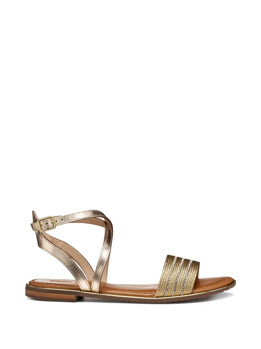 Geox crystal-embellished metallic-leather sandals - Gold