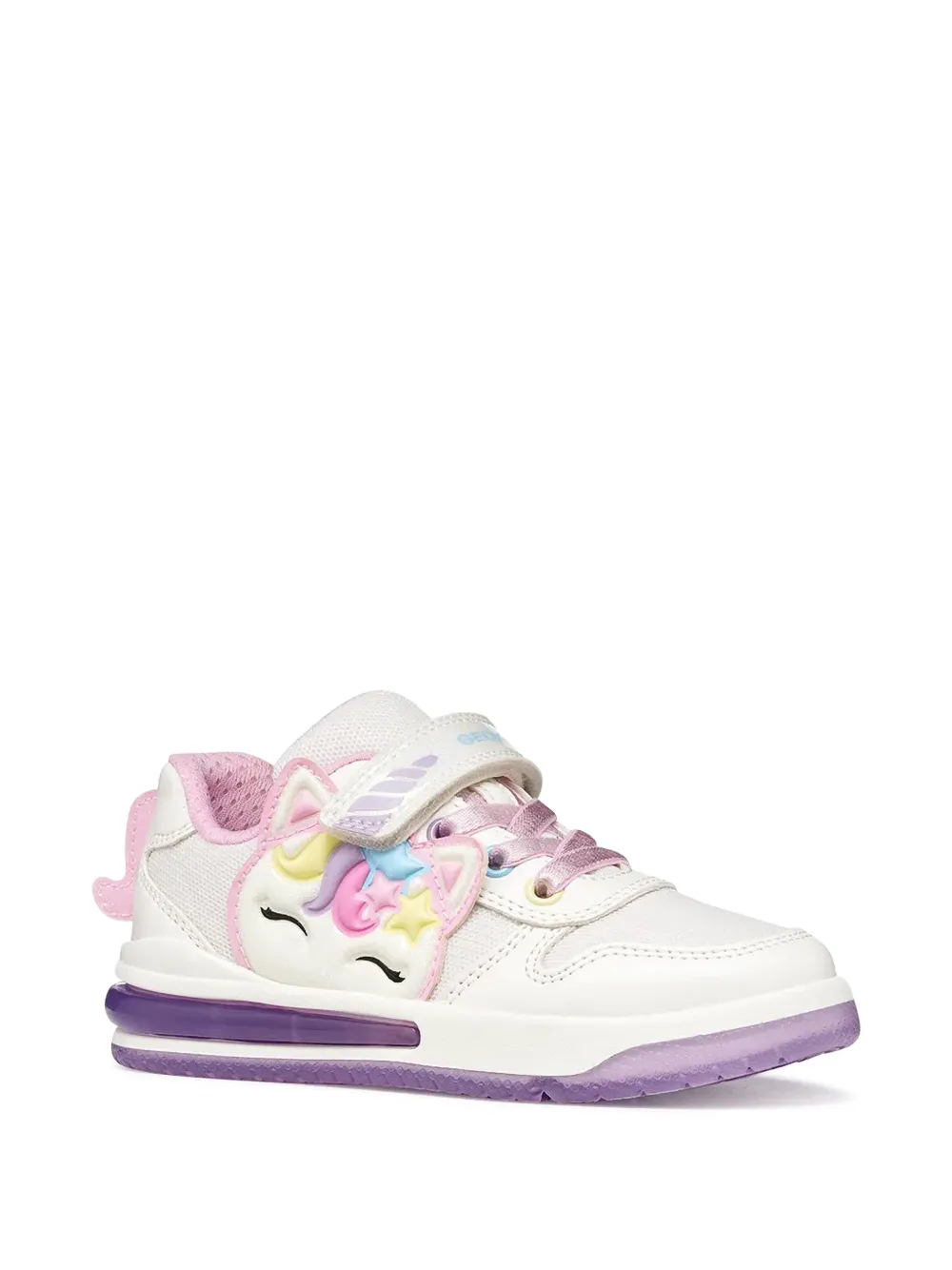 Geox Kids Sketlite unicorn-patch touch-strap sneakers Wit