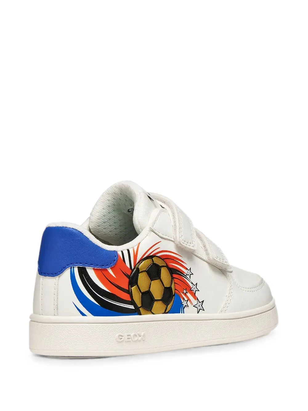 Geox Kids touch-strap football-print sneakers Wit