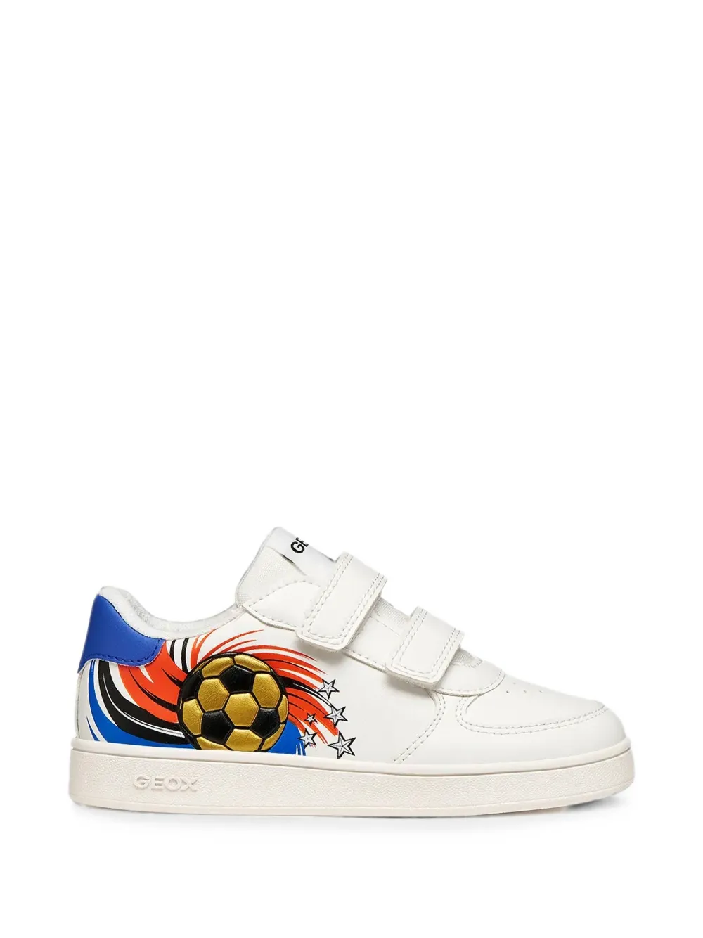 Geox Kids touch-strap football-print sneakers Wit