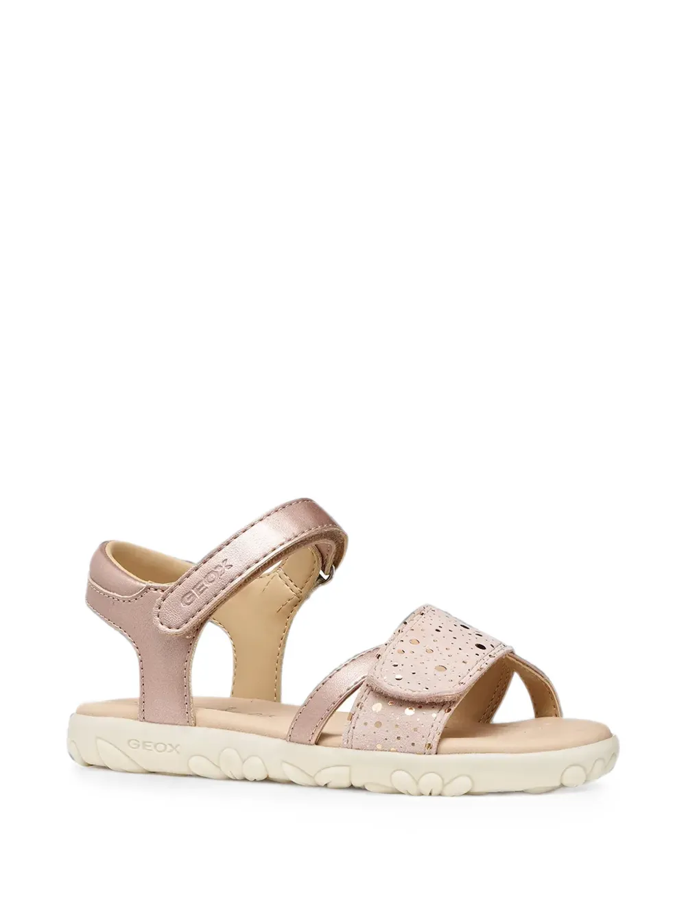 Geox Kids Haiti perforated metallic-effect sandals Roze