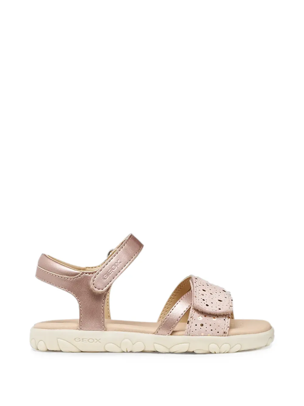 Geox Kids Haiti perforated metallic-effect sandals Roze