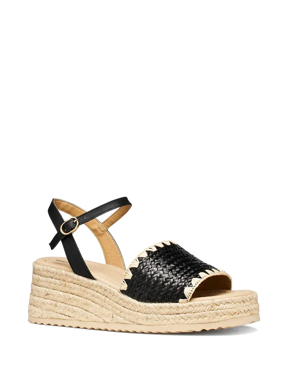Geox Alemeria woven-design buckled-strap espadrilles Zwart