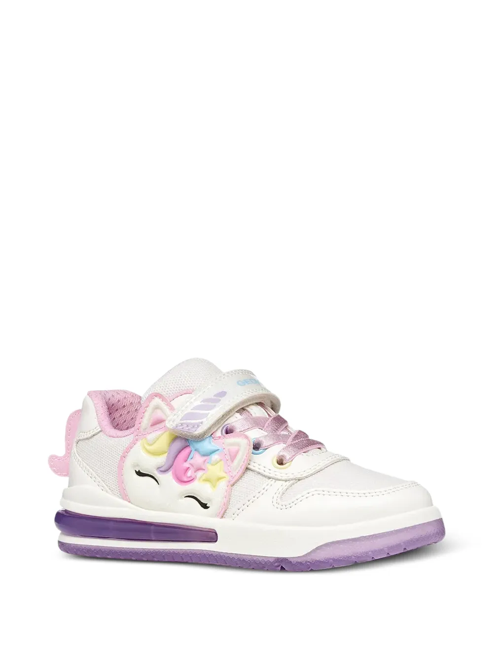 Geox Kids Sketlite unicorn-patch touch-strap sneakers Wit