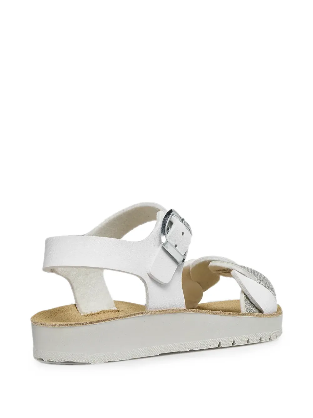 Geox Kids Costarei sandalen met gevlochten bandje en glitters Wit