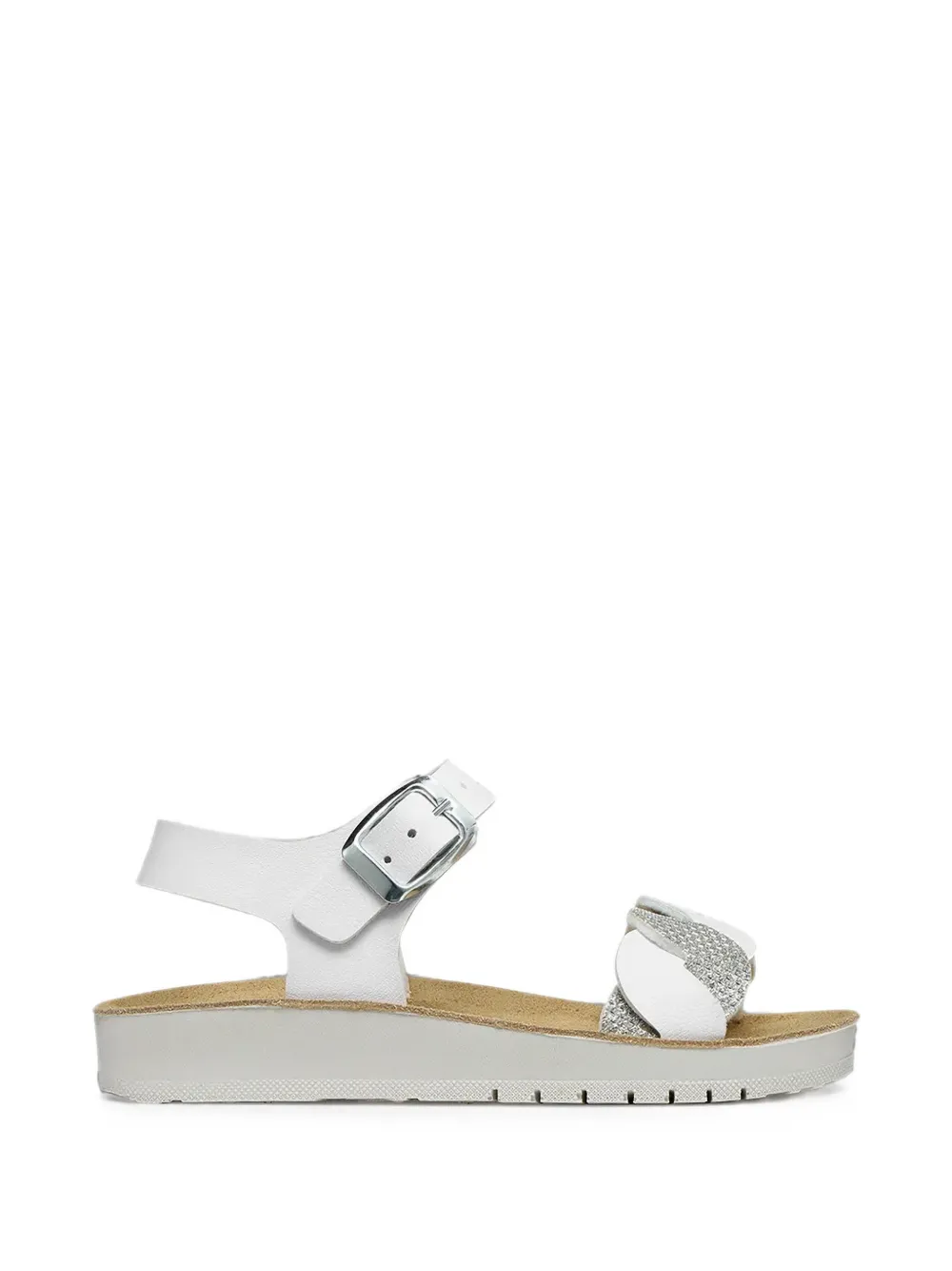 Geox Kids Costarei sandalen met gevlochten bandje en glitters Wit