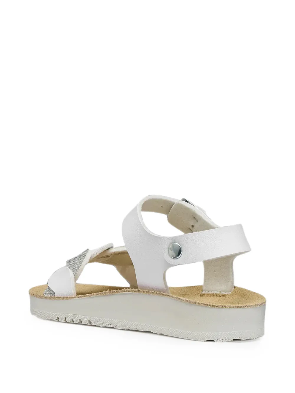 Geox Kids Costarei sandalen met gevlochten bandje en glitters Wit