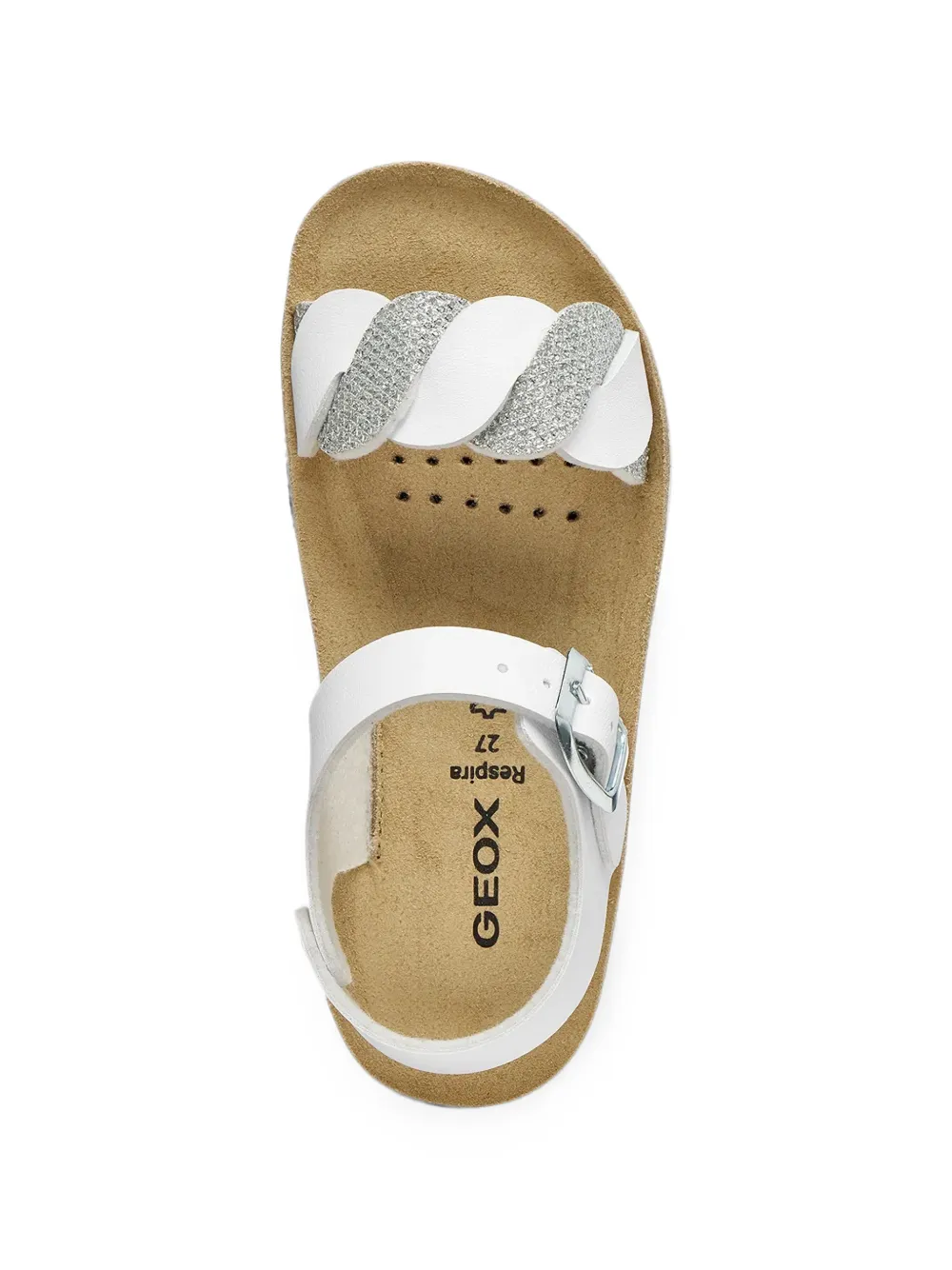Geox Kids Costarei sandalen met gevlochten bandje en glitters Wit