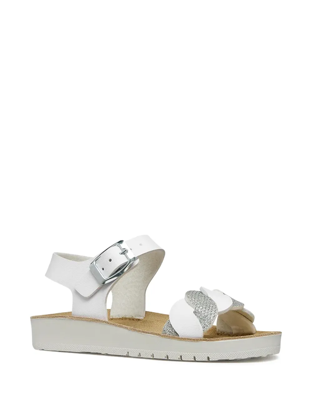 Geox Kids Costarei braided-strap glitter-detail sandals - Bianco