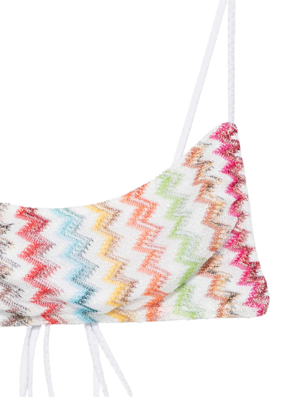 Missoni Bikini van lamé viscose met zigzag-patroon en high-waist broekje Wit