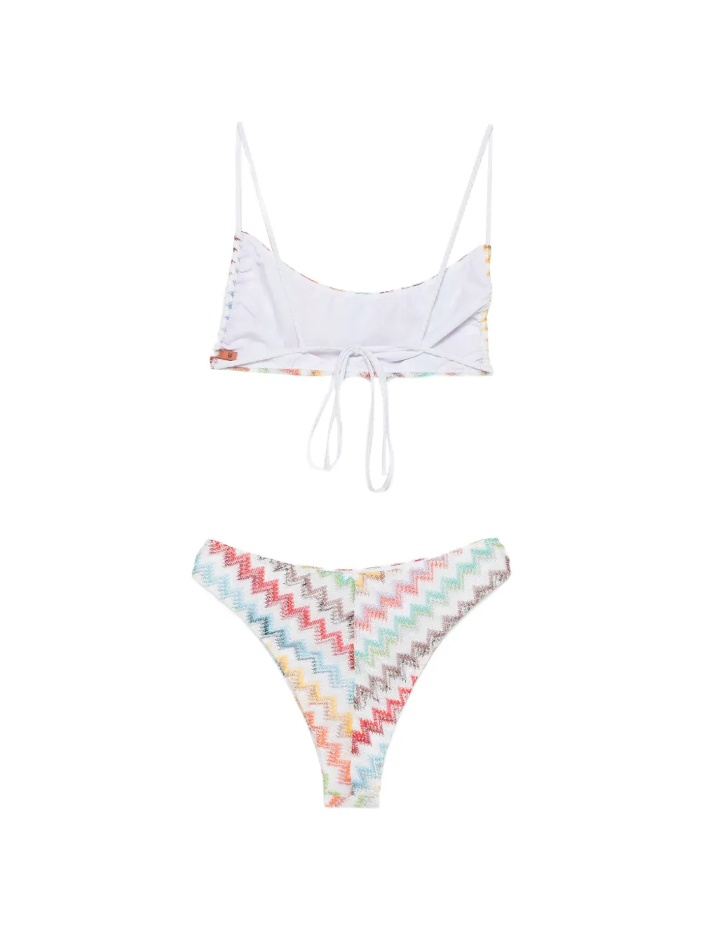 Missoni Bikini van lamé viscose met zigzag-patroon en high-waist broekje Wit