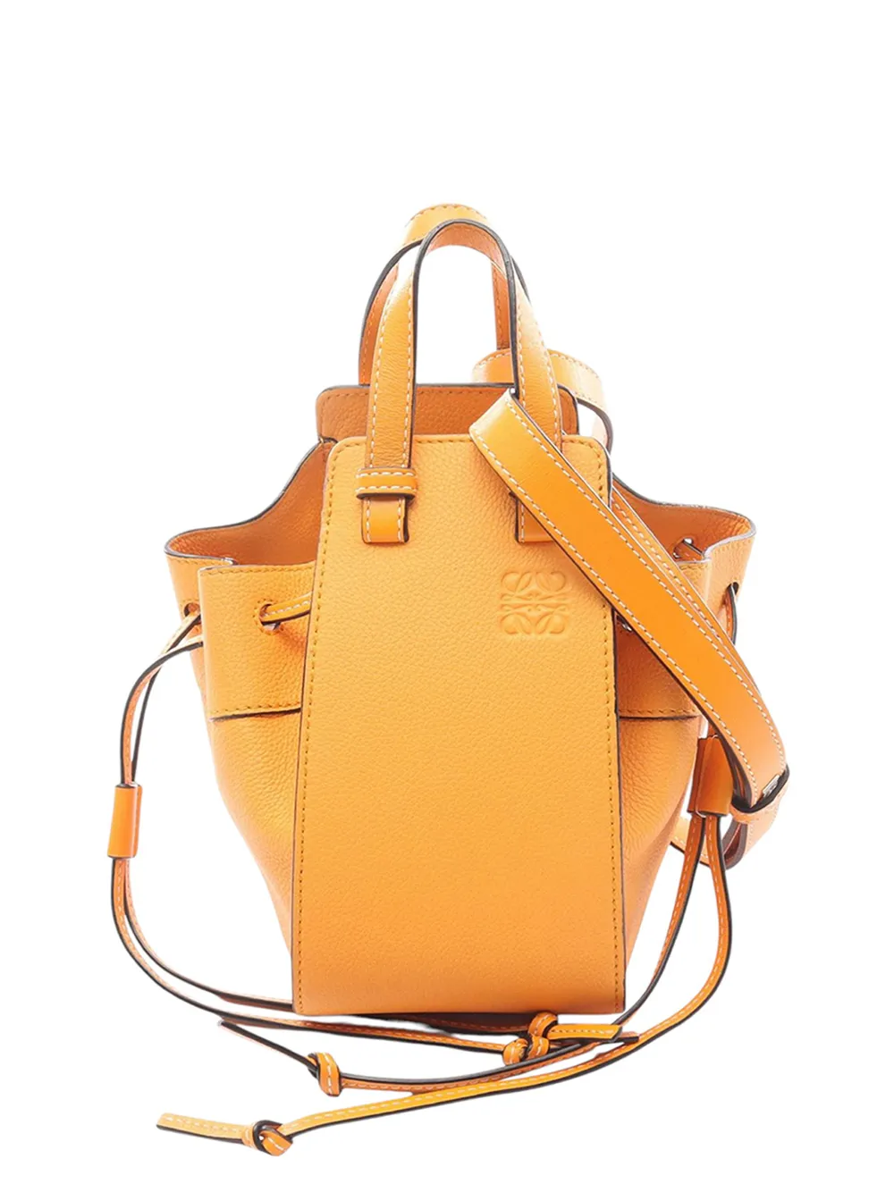 Loewe Pre-Owned 2010-2026 Mini Grained Calfskin Drawstring Hammock Bag satchel - Arancione