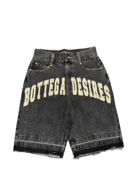 Bottega Desires logo-patch raw-cut shorts