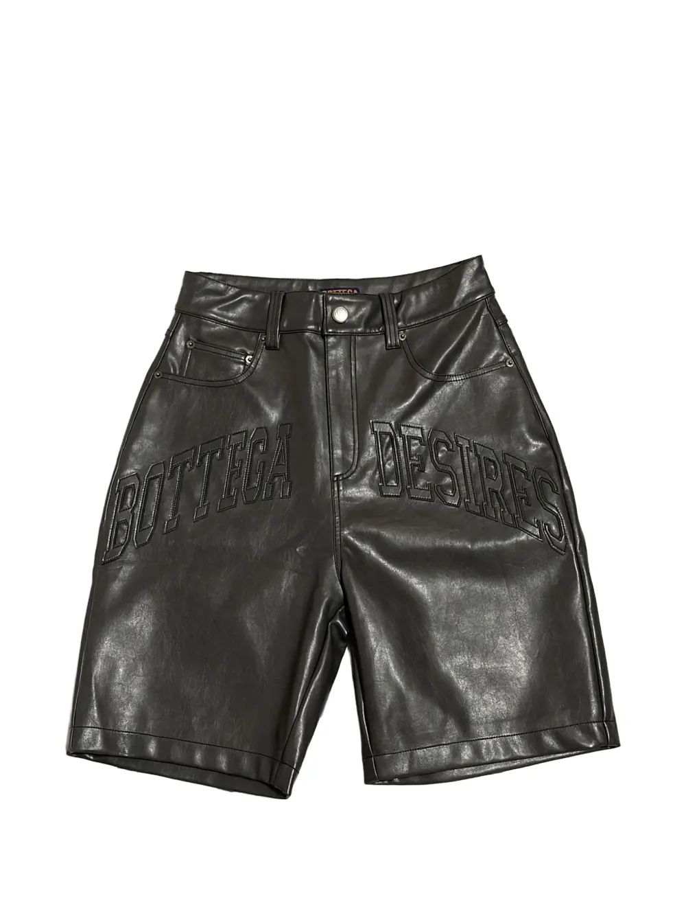 Bottega Desires logo-appliqué leather shorts - Nero