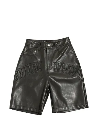 Bottega Desires logo-appliqué Leather Shorts | Black | FARFETCH