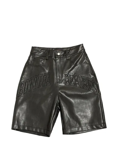 Bottega Desires logo-appliqué leather shorts